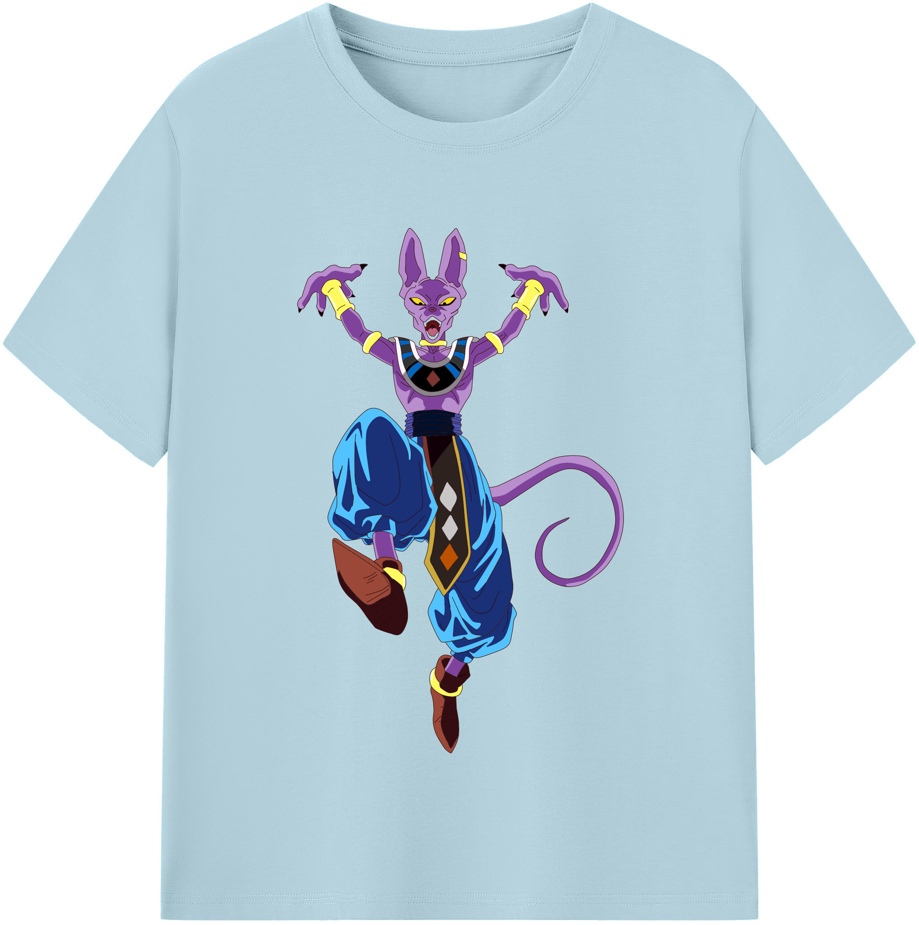 （画像用） ドラゴンボール ビルス 破壊神ビルス DRAGON BALL Beerus Birusu 綿100％半袖Tシャツ（フロントプリント）